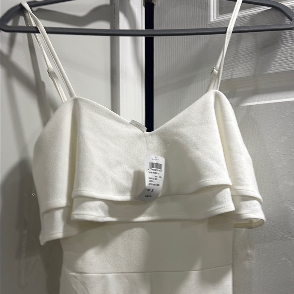 Windsor White Ruffled Jumpsuit with Wide-Leg Pants - Picture 4 of 9